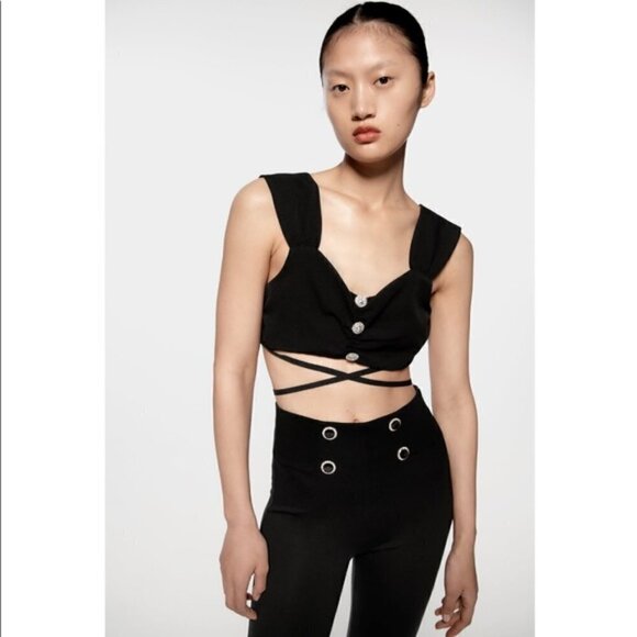 ZARA JEWEL BUTTON LEGGINGS SIZE L - Picture 3 of 3